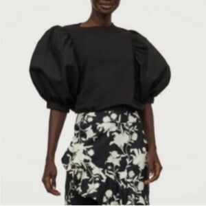 Johanna Ortiz x H&M black puff sleeve tee, M